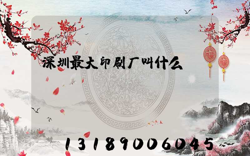 深圳最大印刷厂叫什么